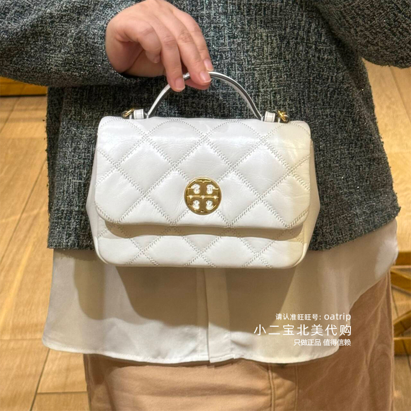 Tory Burch Tb Small Size Willa Women's Quilted Chain Handbag Shoulder Crossbody Bag Chanel Style 21cm