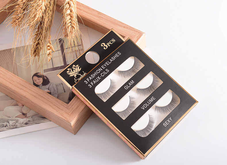 3D giả lông mi tự nhiên thực tế trang điểm nude dày phong cách mô phỏng đồng bằng ba lông mi nam châm