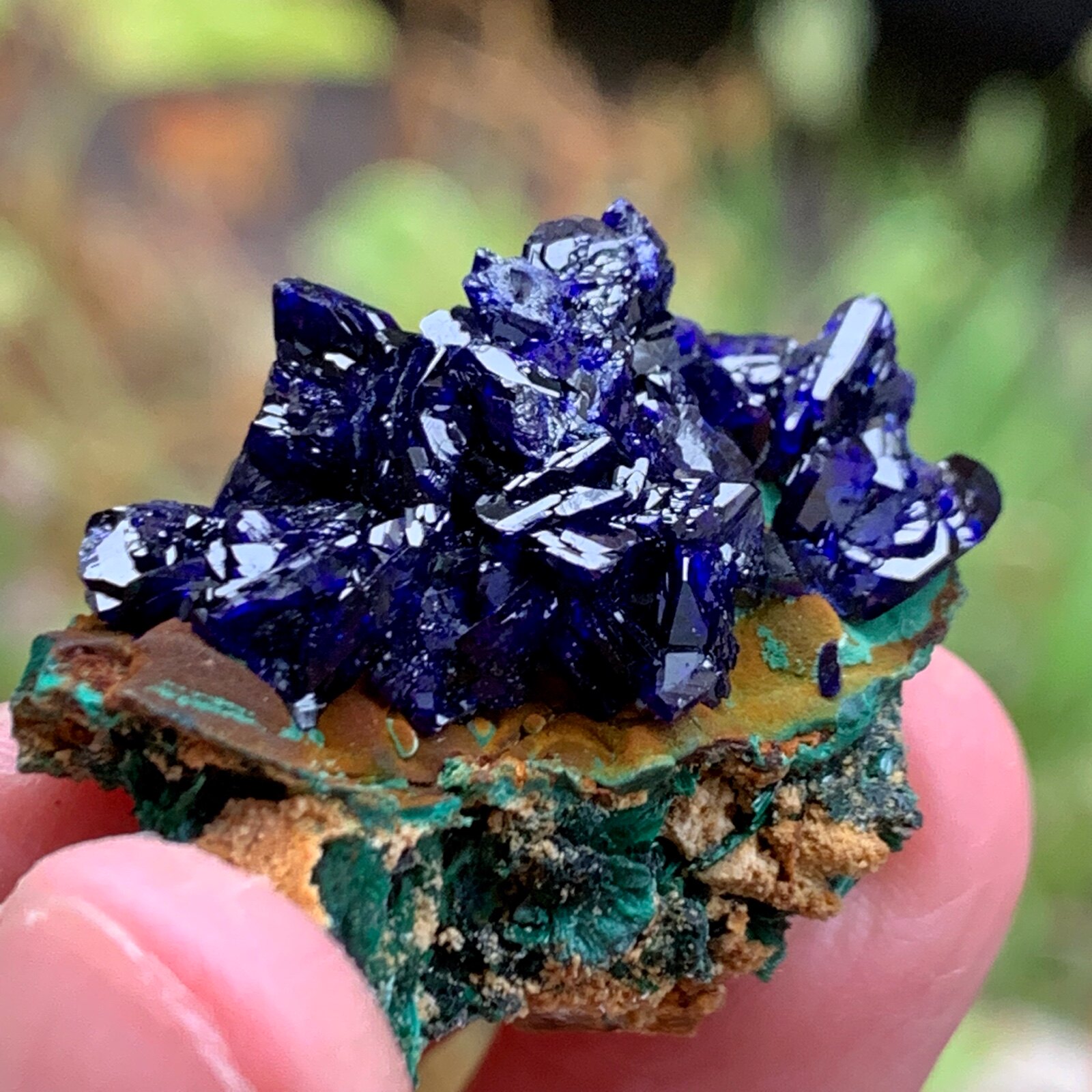 Lao Blue Copper Mine And Peacock Stone Natural Mineral Crystal Specimen Pendulum Piece Geology Teaching Kop Original Stone