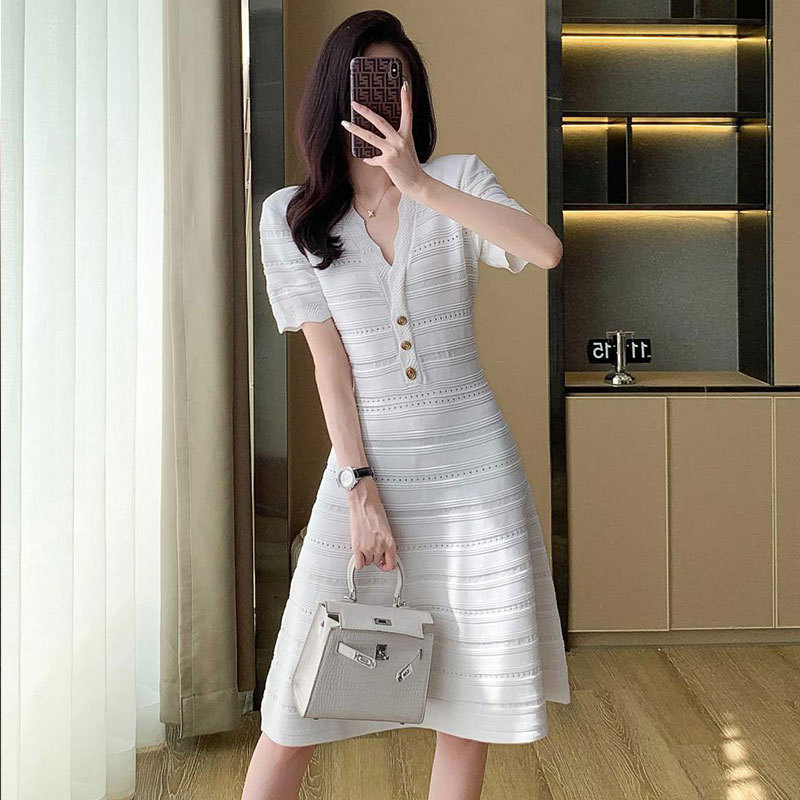 Sandro French-Style High-End Summer Light Luxury Chanel-Style Ice Silk Knit Dress 2024 New Women's Spring and Autumn