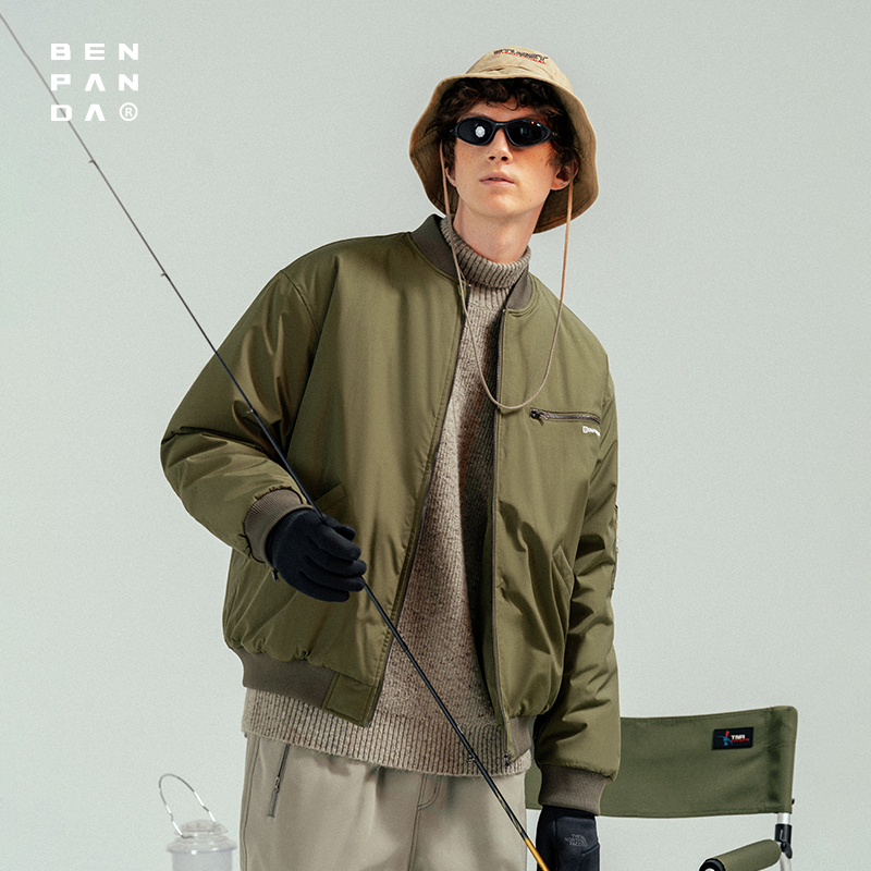 Benpanda Casual Autumn and Winter Bomber Jacket Cotton Coat for Men Loose Fit