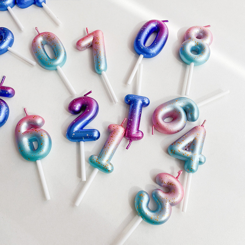 Gradient Birthday Candle Personality Creative Colorful Candy Cake Party Atmosphere Digital Decoration - Taobao