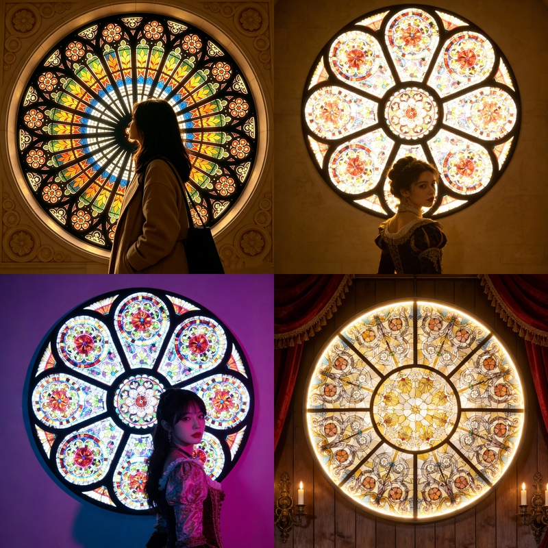 European-Style Retro Floral Palace-Style Fake Window Light Box for Role-Playing Games, Popular Photo Spot for Influencers, Hotel Circular Ceiling Decoration European-Style Retro Floral Palace-Style Fake Window Light Box for Role-Playing Games, Popular Photo Spot for Influencers, Hotel Circular Ceiling Decoration