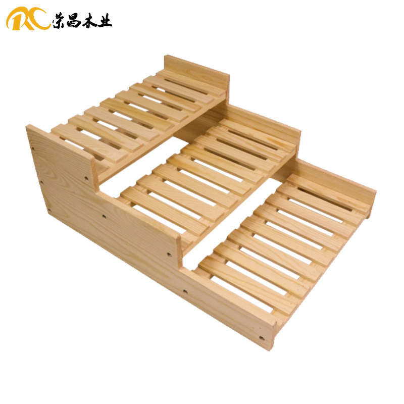 Rongchang Wooden Cake Shop Show Step-type Bread Three-layer Wooden Bread Pastry Frame Bakery Packaging