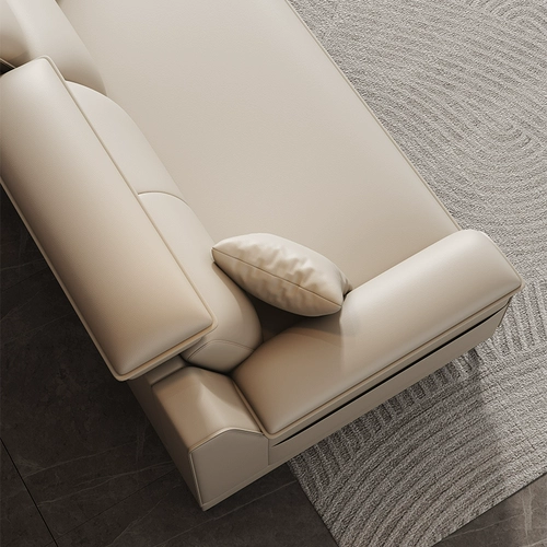 Итальянский легкий роскошный роскошный новый диван размер гостиной -это прост, а минималистский кремовый ветровой анти -керат кожаный диван