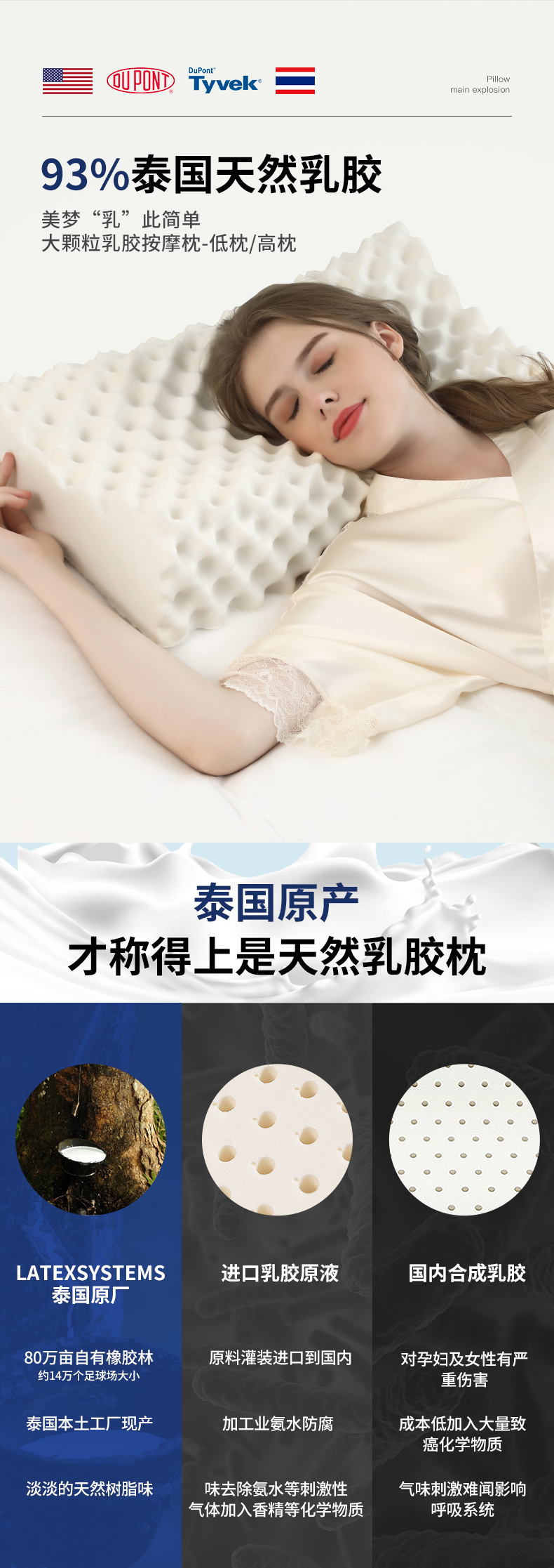 93%泰国进口原液,福满园 泰国护颈乳胶枕 39元包邮 值值值-买手聚集的地方