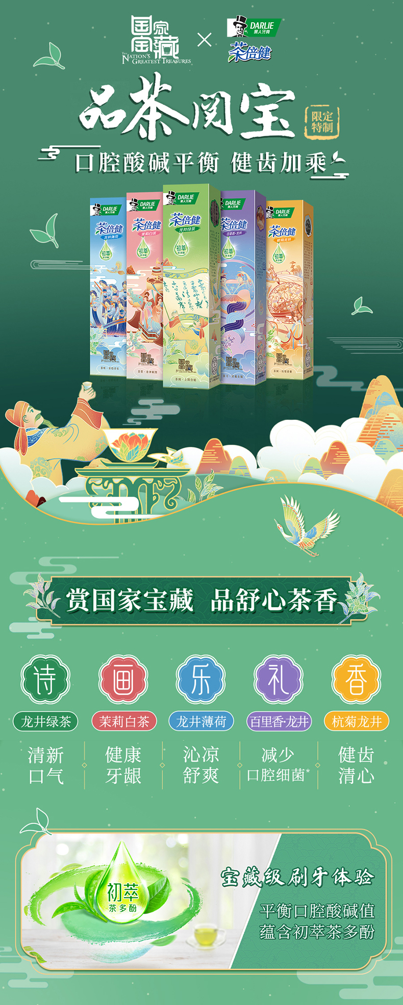 黑人牙膏 茶倍健家庭套装120g*3支+140g支+40g*2支 图1