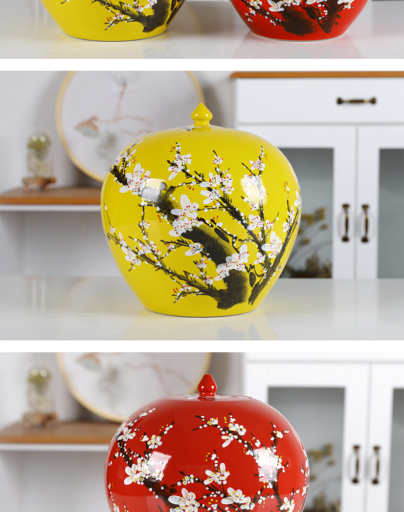 Jingdezhen ceramic barrel 20 jins hand - made name plum ricer box m tank storage tank tank cylinder moistureproof jar meter box