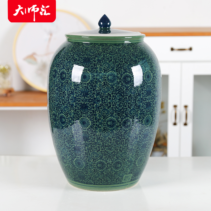 Jingdezhen ceramic barrel storage box moisture meter box of oil cylinder ricer box kg30 20 jins 50 kg sealed with cover tank