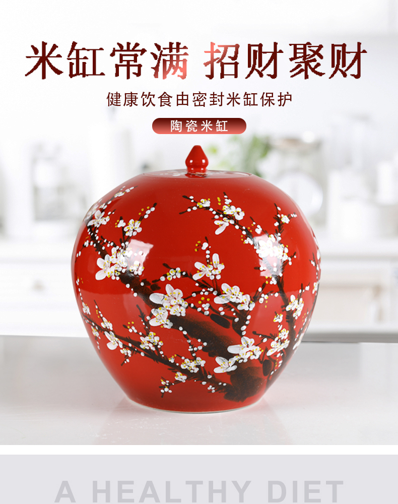 Jingdezhen ceramic barrel 20 jins hand - made name plum ricer box m tank storage tank tank cylinder moistureproof jar meter box