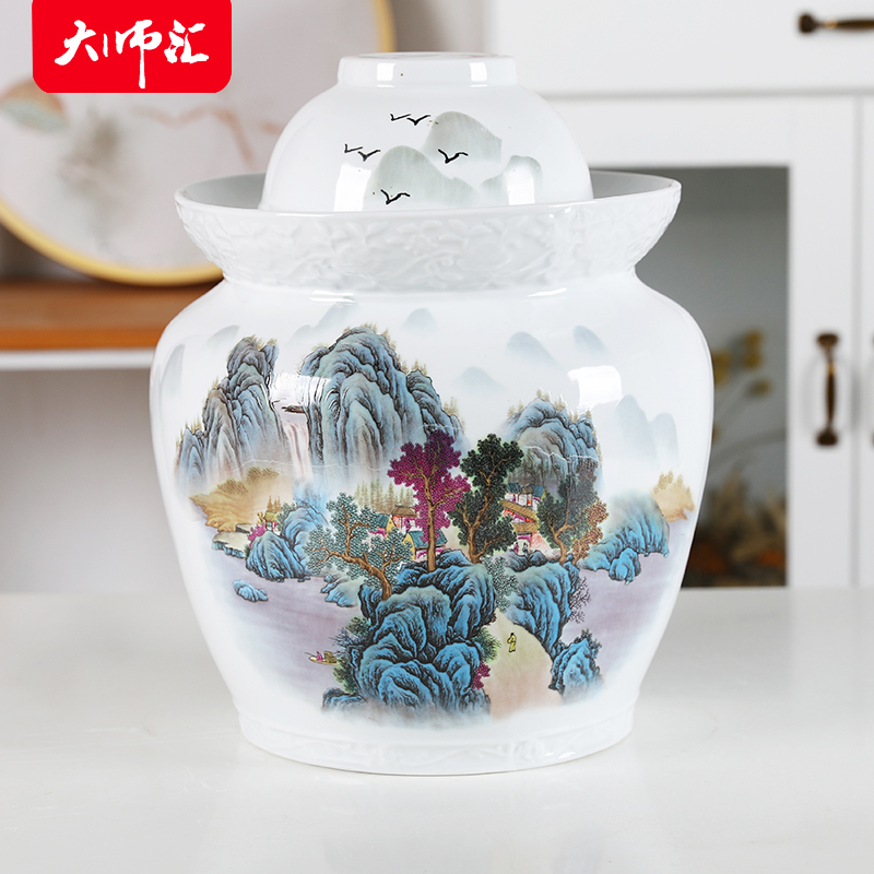 Jingdezhen ceramic pickle jar sichuan pickle jar of pickles pickled egg cylinder seal altar thickening sauerkraut cylinder pot