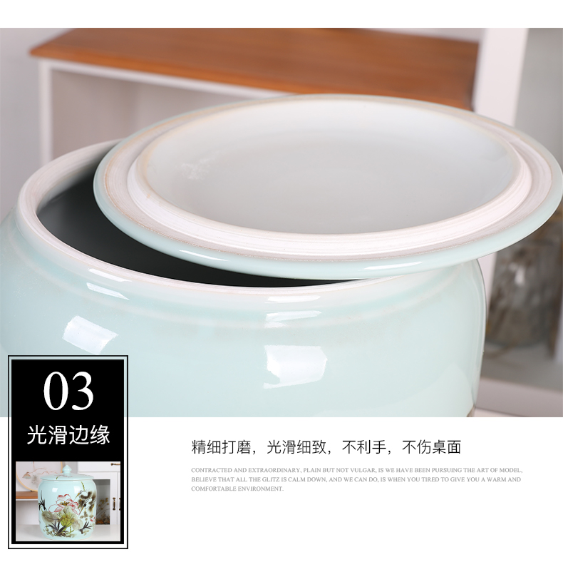 Ceramic barrel with cover ricer box 15/25 kg of flour moisture meter box seal tea cylinder cylinder grain storage