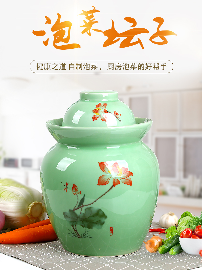 Household pickle jar to thicken the pickle jar sichuan pickle jar preserved pickle ceramic seal cylinder double salted egg