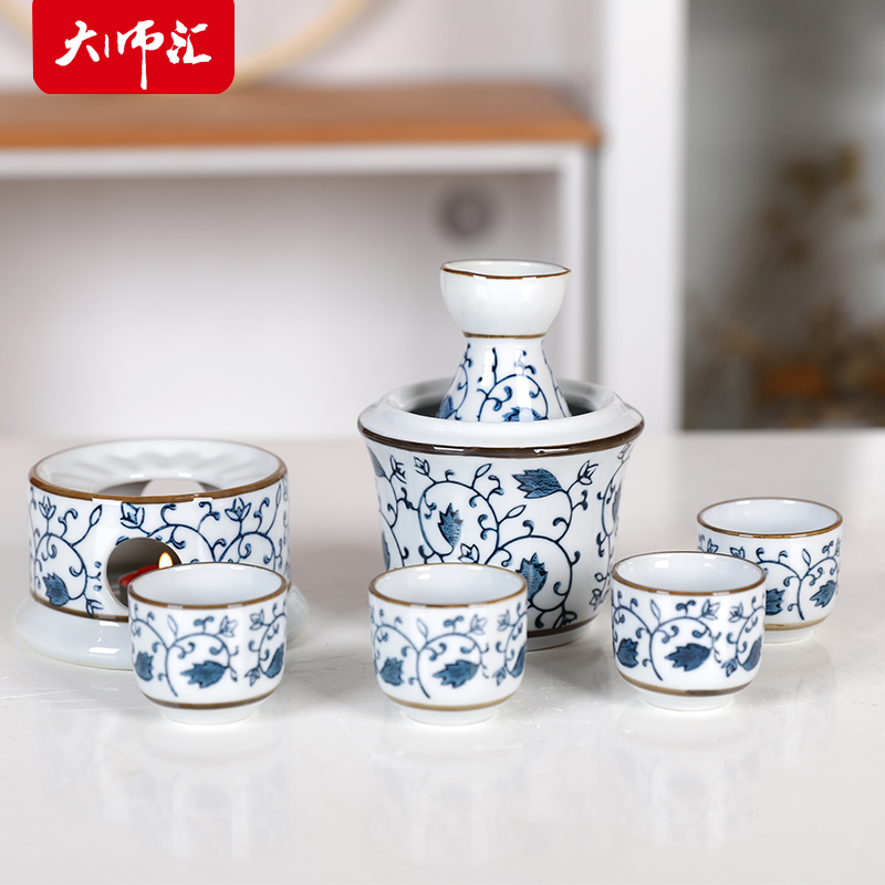 Jingdezhen ceramic wine temperature wine pot hot hip belt based hot rice wine liquor wine seven stacked warm wine