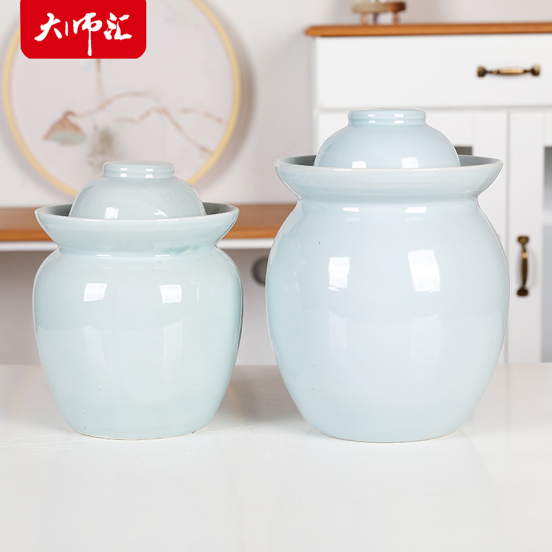 Household sichuan pickle jar sauerkraut pickle jar large sealed as cans of jingdezhen ceramic kimchi thickening