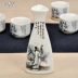 Bộ đồ gốm sứ Jingdezhen Bộ bình năm mảnh sake Nhật Bản đặt bộ rượu vang màu vàng chai thủy tinh đặt ấm gia đình - Rượu vang Rượu vang