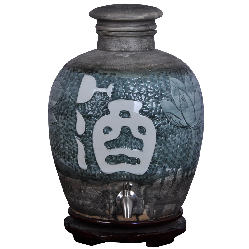 Jingdezhen ceramic jars 10 jins 20 jins carving it 50 kg terms bottle wine bottle wine jar sealed cask