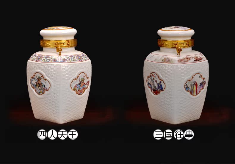 Jingdezhen ceramic jars it 10 jins square bottle with lock seal it hip flask mercifully pot of wine jar