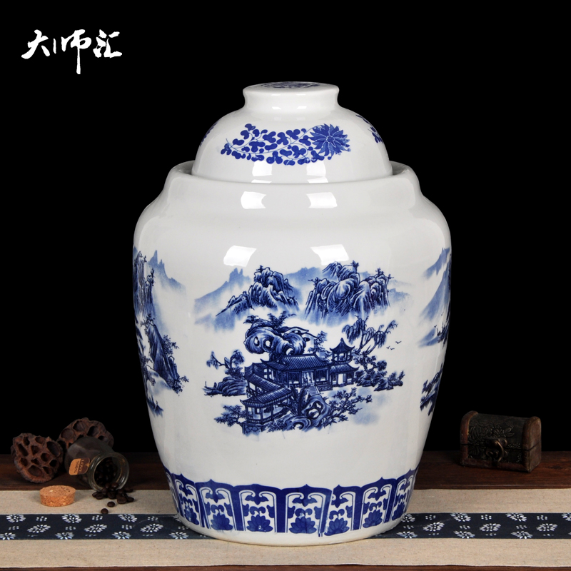 Jingdezhen ceramic pickle jar sichuan pickle jars oversized pickle jar airtight 50 kg pickles pickled egg cylinder altar