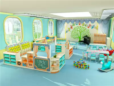 Kindergarten toy wooden cabinet combination storage cabinet area bookshelf Children's toy storage area corner storage cabinet School bag cabinet