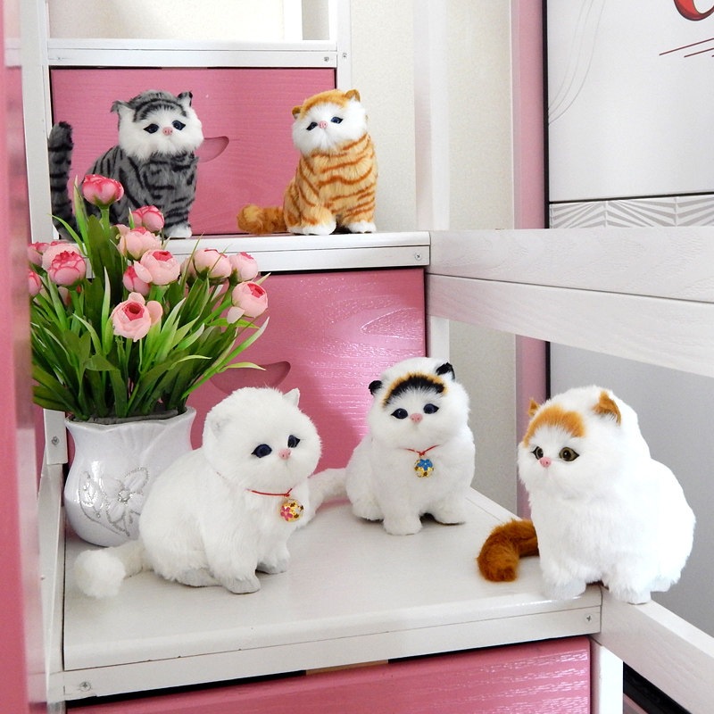 Simulation fake cat doll kitten plush toy cat cat doll small animal model will call birthday gift cute