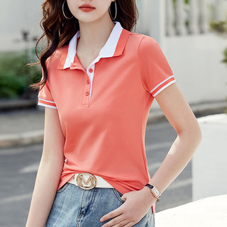 纯棉POLO衫正肩短袖T恤女夏季2026新款撞色体恤翻领运动休闲上衣
