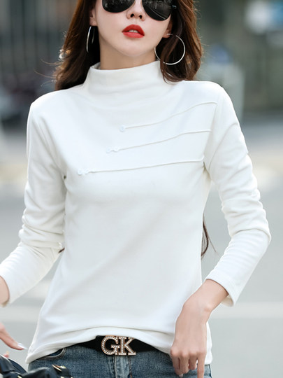 Half-High Collar Thickened Base Shirt for Women, Stylish Long-Sleeve T-Shirt for Autumn and Winter, 2023 New Style, Thermal Inner Layer Made of German Velvet