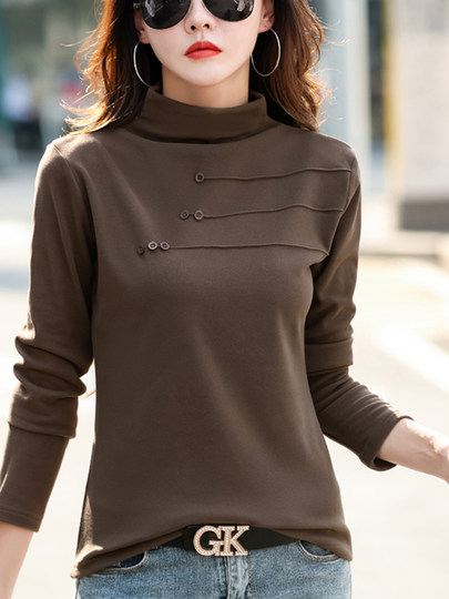 Half-High Collar Thickened Base Shirt for Women, Stylish Long-Sleeve T-Shirt for Autumn and Winter, 2023 New Style, Thermal Inner Layer Made of German Velvet