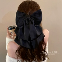 Элегантная черная заколка для волос с бантиком, шпильки для волос, аксессуар для волос, брендовая заколка-крабик, изысканный стиль