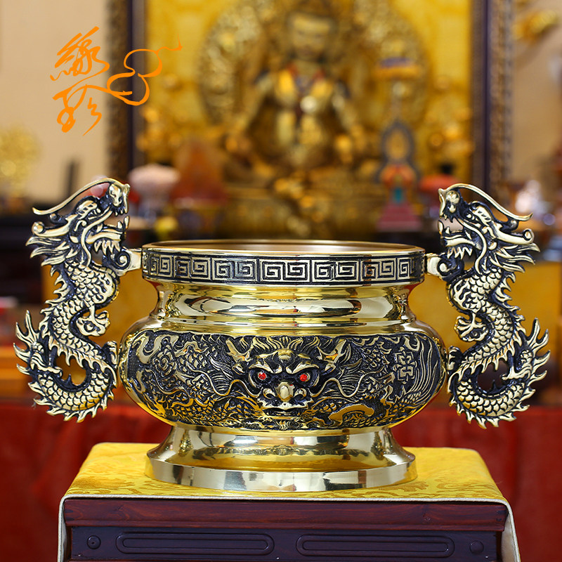 純銅小盤香爐臺灣萬玉堂三花淨爐佛堂供奉香具家居室內香爐簡約現代風格