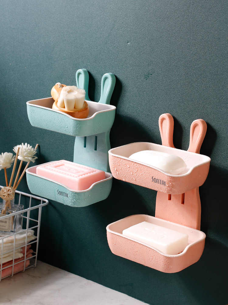 Creative double-layer box Wall-mounted non-perforated non-marking paste powder room household fat box drain incense box frame