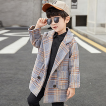 Boy what about the big clothes 2020 new spring and autumn clothes wool what about the childrens plaid woolen jacket Han version of the ocean clothes