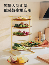 Kitchen multi-layer food preparation plate household multi-functional hot pot dish plate dish presentation artifact side dish plate storage rack