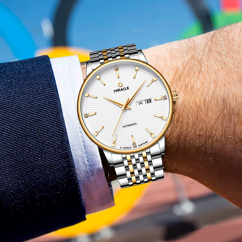 Official watch male hollow mechanical watch fully automatic fashion drilling business steel belt waterproof men's watch