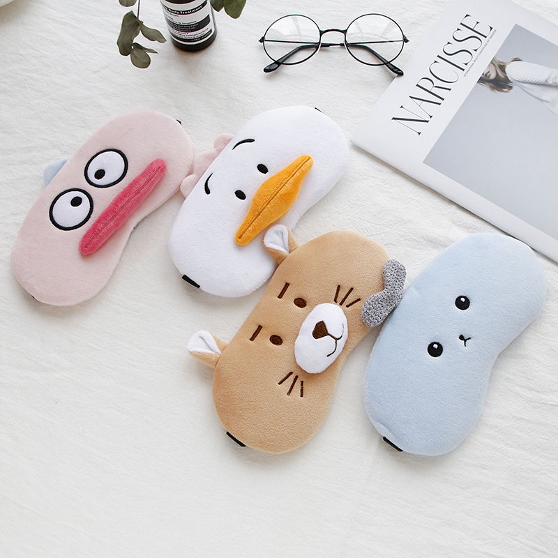 Cute Korea Sleep Shade Eye Mask Breathable Ice to Relieve Fatigue Cartoon Plush Men and Women Couple Students