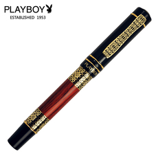Ручка перьевая playboy花花公子钢笔赛亚花梨木雕花墨水笔高档金属男女商务办公成人练字书法毕业礼物生日送礼可定制 送墨水