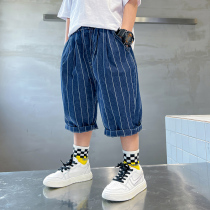 Boy Summer Stripes 70% Jeans 2022 New Children Boy Summer Clothing Loose Trendy Thin pants