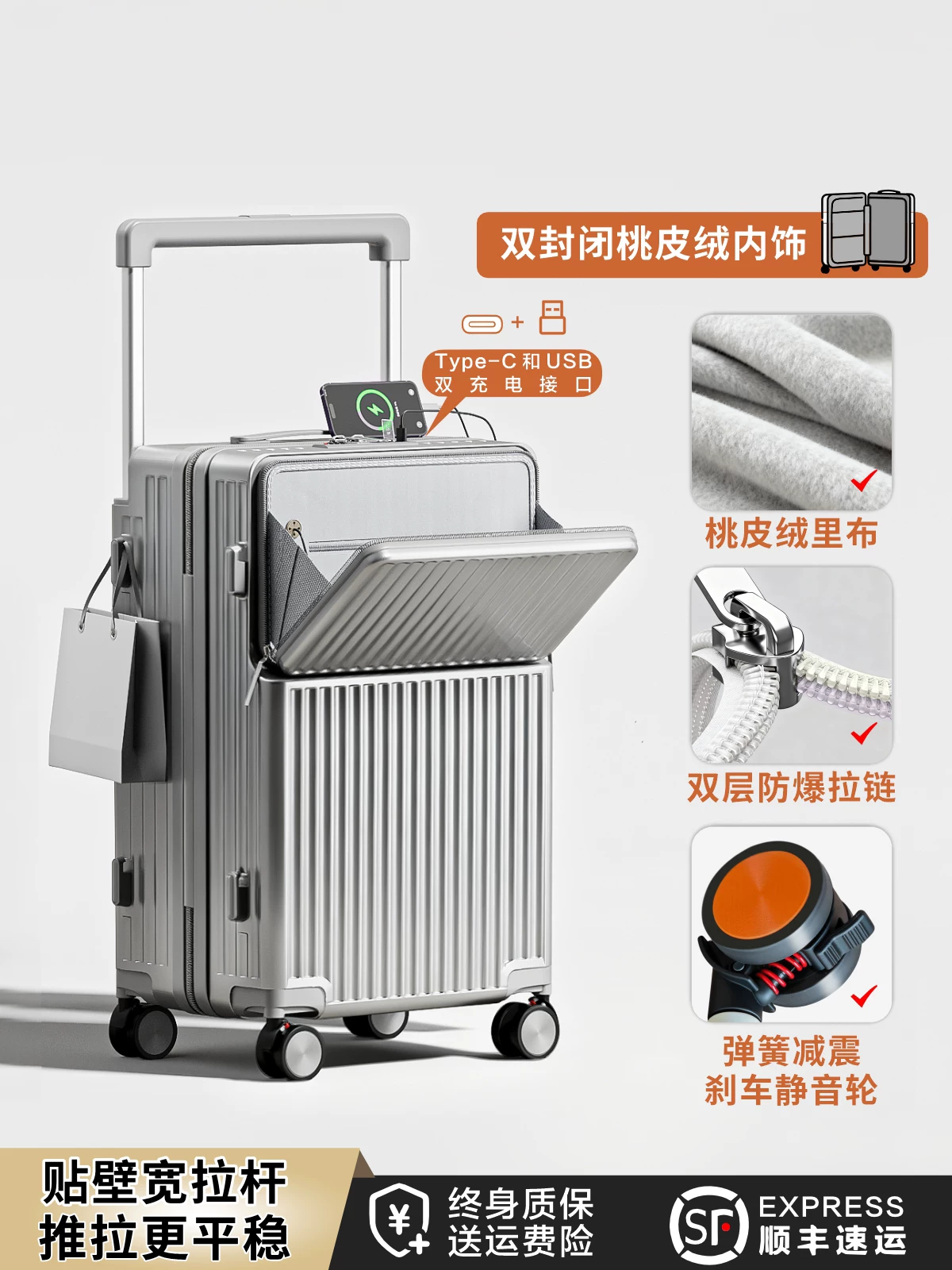 Capacious suitcase, 20 inch