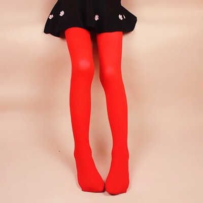 Girls' Summer Red Pantyhose Children's Thin Leggings Tights Candy Color Dance Tights Performance Socks