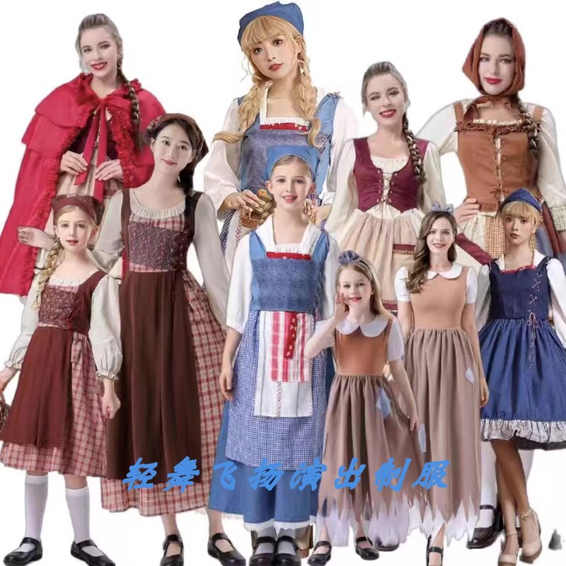 French Fairy Tales, Children's Costume of a Little Girl Selling Matches, Medieval Cinderella, Pastoral Farm Maid