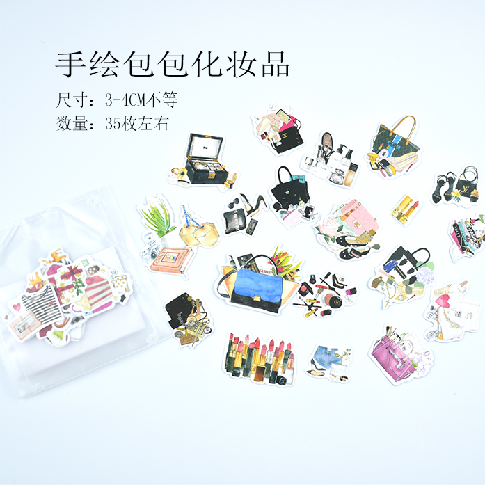 No.24: Hand Painted Bag CosmeticsHand account Sticker package suit like a breath of fresh air originality lovely Cartoon expression Hand account diary decorate source material comic Stickers