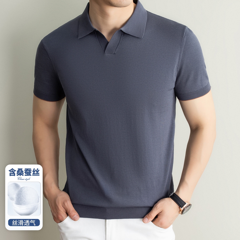 Ze&Na Jiejia Old Money Style Men's Polo Knitwear Casual Short-Sleeved T-Shirt Men's Seagull Collar Casual Breathable Trendy Ze&Na Jiejia Old Money Style Men's Polo Knitwear Casual Short-Sleeved T-Shirt Men's Seagull Collar Casual Breathable Trendy