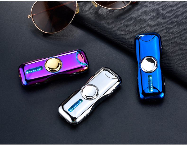 Đầu ngón tay con quay USB sạc nhẹ cá tính nam hồ quang đầy màu sắc đèn điện tử thuốc lá nhẹ hơn để gửi bạn trai bật lửa độc