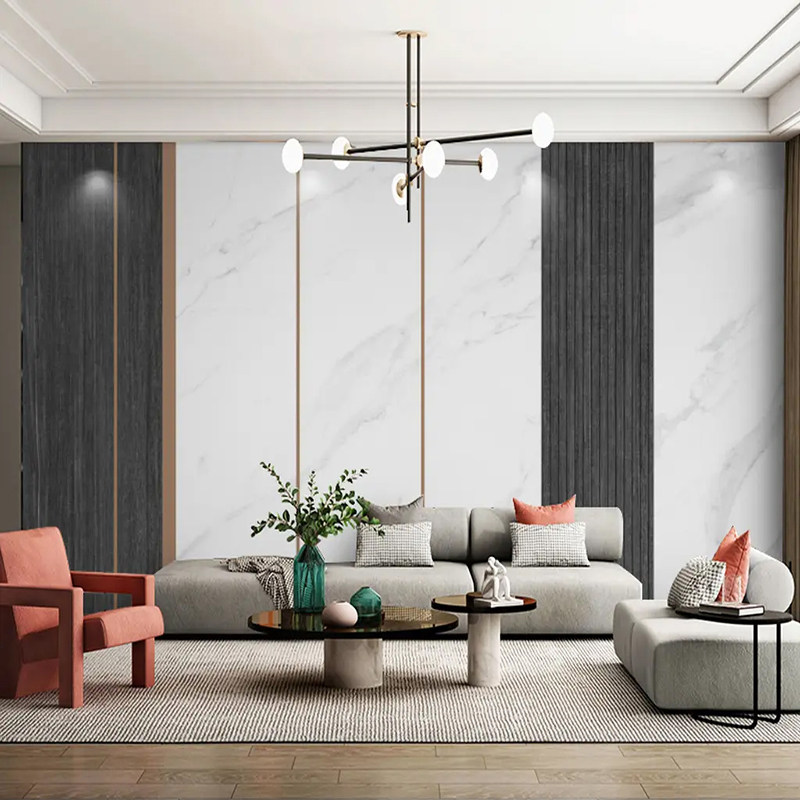 Modern minimalist imitation marble TV hard package background wall living room sofa video wall grille decoration bedroom soft package