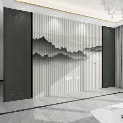 Chinese ink landscape bamboo wood fiber integrated wall panel TV background wall gusset board quick-loading bedroom living room wall panel
