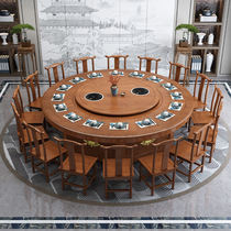 Hotel electric round table new Chinese dining table and chair combination Box restaurant hot pot table 15 people 20 round table