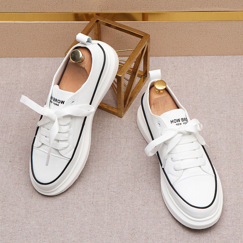 European station 2022 casual shoes Andy Lau the same autumn and winter thick-soled high-rise sneakers leather men's white shoes trend