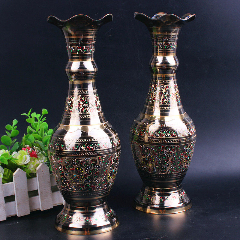 Pakistani bronze hand-carved antique copper vase home living room entrance flower arrangement copper vase decoration