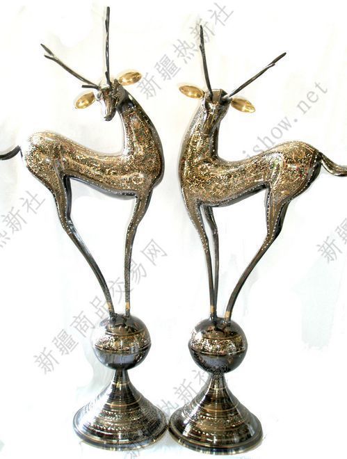 Pakistan Bronze Ware Color Dot on the ball to the deer 80CM Animal import Artisanal Art Bronze Furnishing