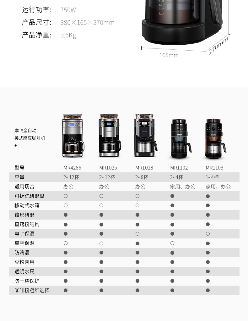 máy pha cà phê breville Máy pha cà phê Mo Fei MR1102 Mofei của Anh hoàn toàn tự động xay hạt cà phê mới nấu của Mỹ - Máy pha cà phê máy ép cà phê
